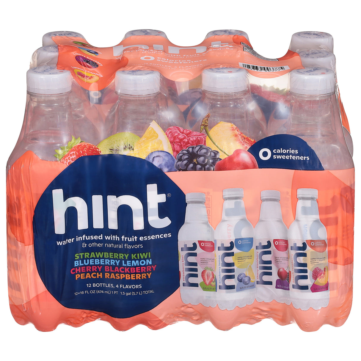 Hint Water 4 Flavor Smashup 12 Pack - Variety Flavored Water - 12/16 Fl Oz