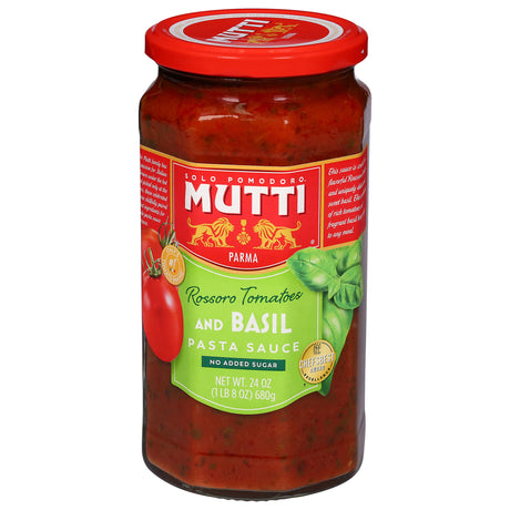 Mutti Tomato Basil Pasta Sauce, 6x24oz - Authentic Italian Tomato Sauce