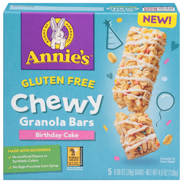 Annie's Homegrown Birthday Cake Granola Bars, 12 Count - 4.9 oz Box