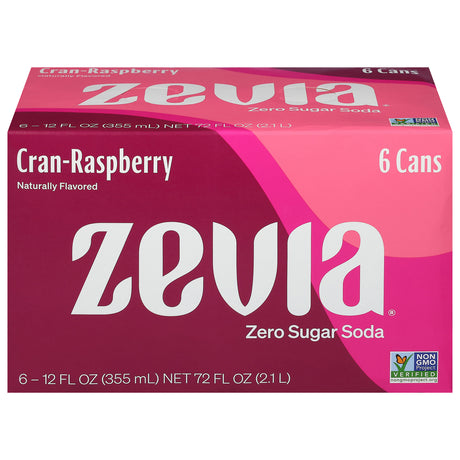 Zevia Cran Raspberry Zero Cal Soda, 6/12 fl oz (Pack of 4) - Gluten-Free Beverage