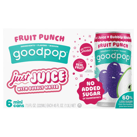 GoodPop Sparkling Fruit Punch Water: Case of 4  | Natural Beverage, 7.5oz