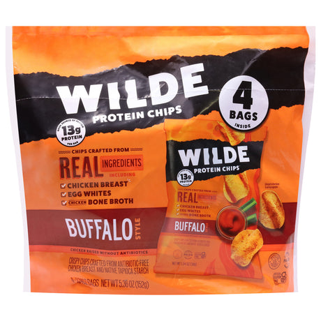 Wilde Buffalo Protein Chips (Pack of 8) - High Protein, Low Carb Snack - 4 oz Each