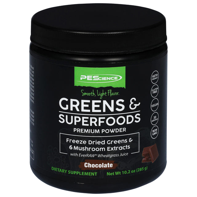 Pescience Grns Sprfd Chocolate Powder - 10.2 oz - Superfood Greens Supplement