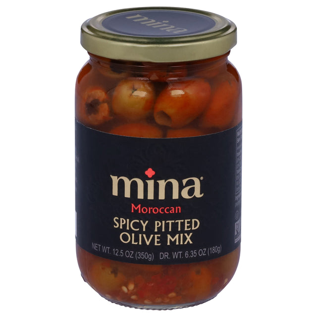 Mina Spicy Pitted Olive Mix - Pack of 6 (12.5 Oz Each)
