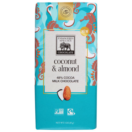 Endangered Species Chocolate: Coconut Almond Milk Chocolate Bars - 12 Count