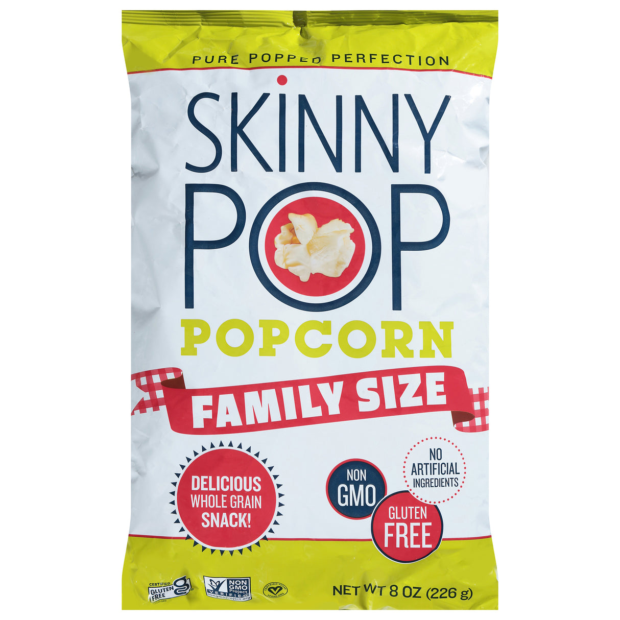 SkinnyPop Popcorn Family Size, (Pack of 6 - 8 Oz Bags)