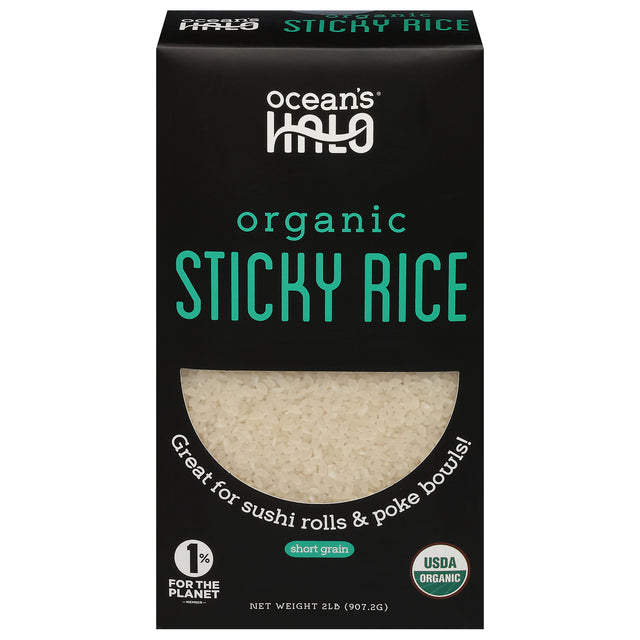 Ocean's Halo Organic Green Rice, Short Grain Sticky Rice 5x32oz Bags