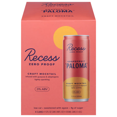 Recess Mcktail Grapefruit Paloma (Pack of 6) - 4/12 fl oz Non-Alcoholic Cocktail