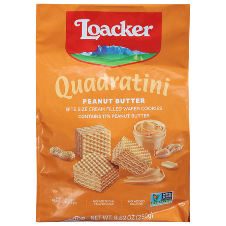 Loacker Quadratini Wafer Cookies, Peanut Butter, 6 x 8.82 Oz Cubes