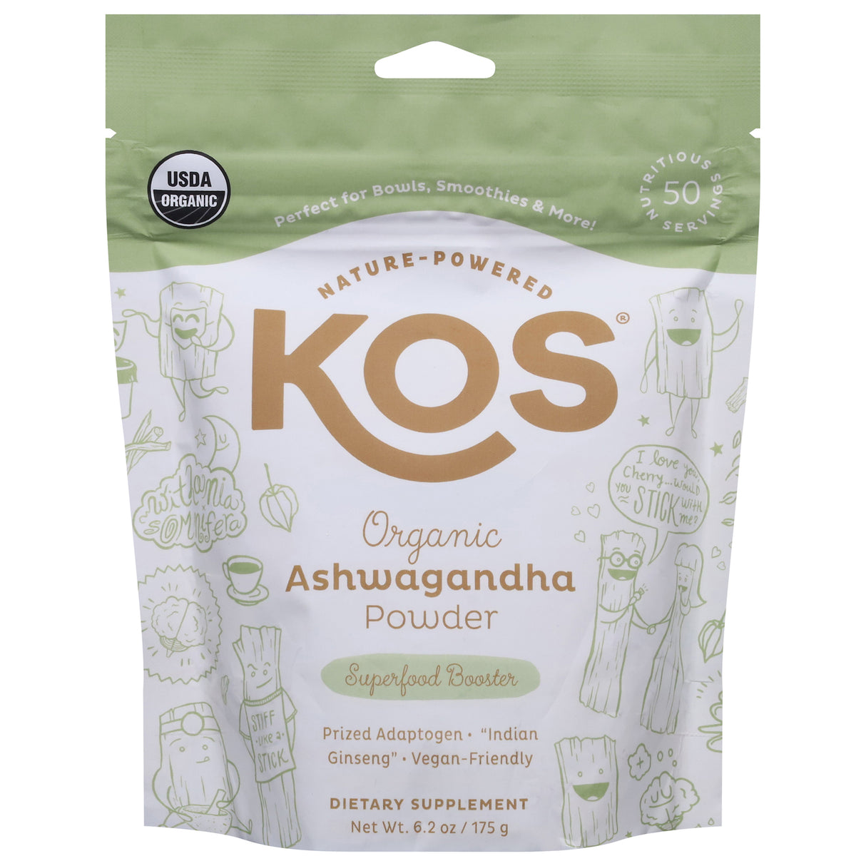 Kos Organic Ashwagandha Powder - 6.2 oz - Stress Support & Adaptogen