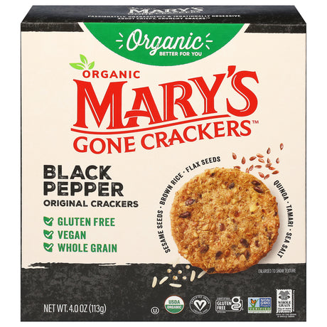 Mary's Gone Crackers Organic Black Pepper Crackers 4 oz 6| Gluten-Free