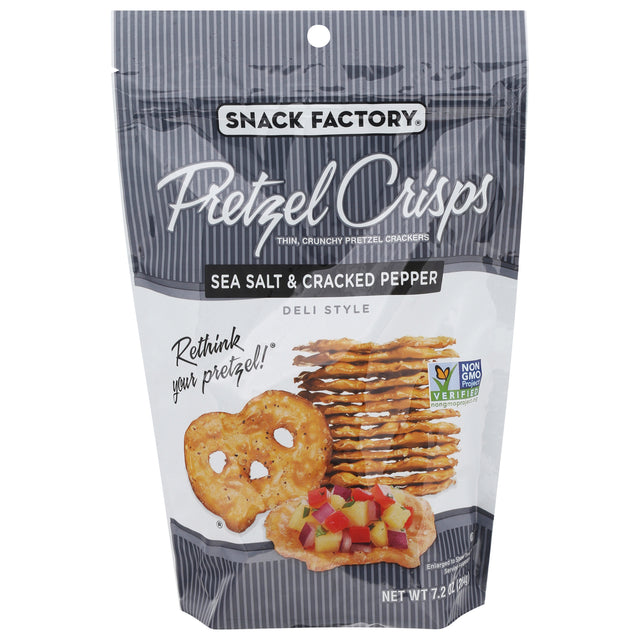Pretzel Crisps Salt & Pepper: 12 Bags, 7.2oz | Salty & Savory Snack Pack