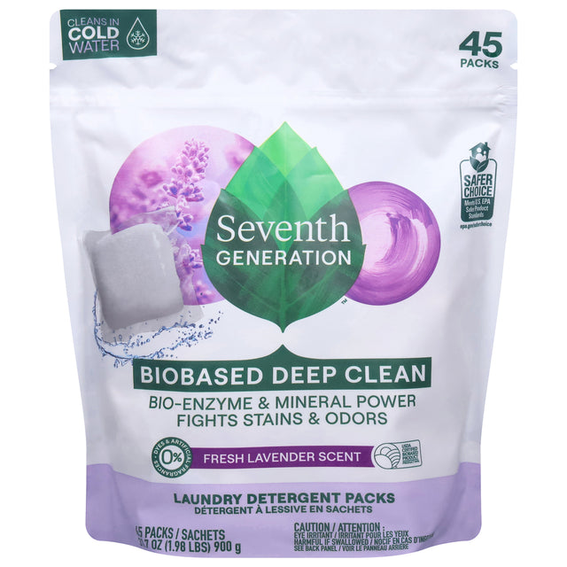 Seventh Generation Lavender Laundry Detergent Packs, 8 Packs of 45 Count Each