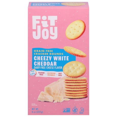 Fitjoy White Cheddar Cracker Rounds, 8 oz (8 Pack) | Gluten-Free Snack