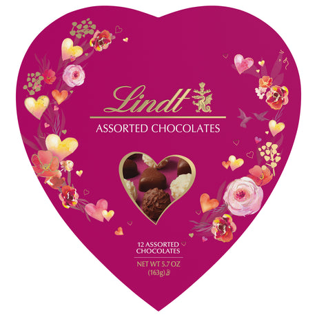 Lindt Chocolate Heart Gift Box, Classic Assortment - 6 Count, 5.7 oz