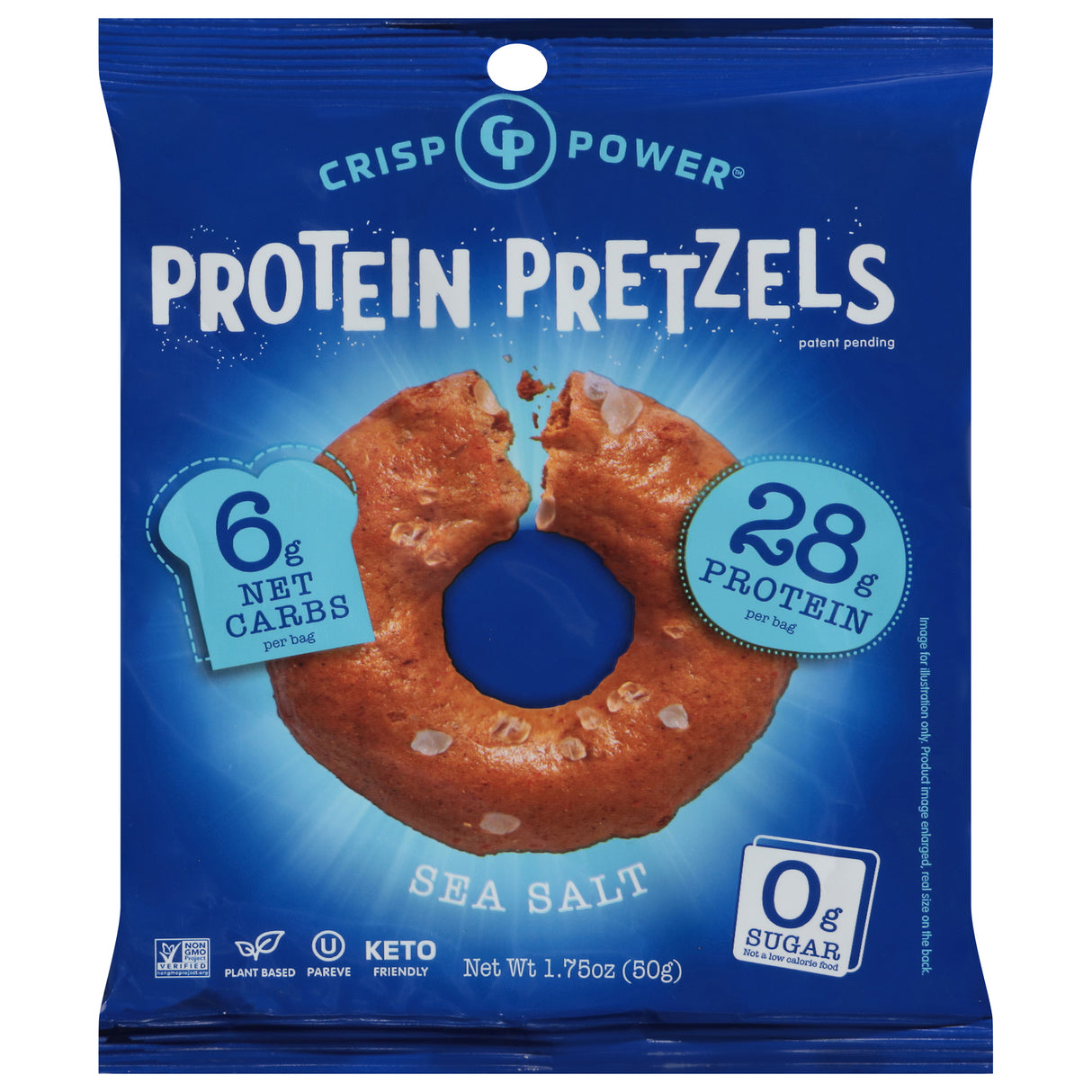 Crisp Power Protein Pretzels: Sea Salt Snack, 6-Pack. High Protein & Flavor