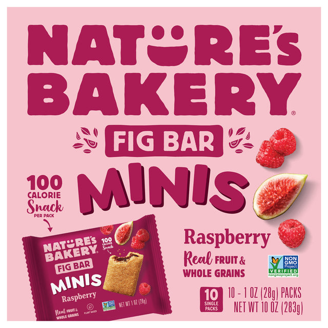Nature's Bakery Raspberry Fig Bars Mini 10oz: Healthy Snack, 6 Count Case