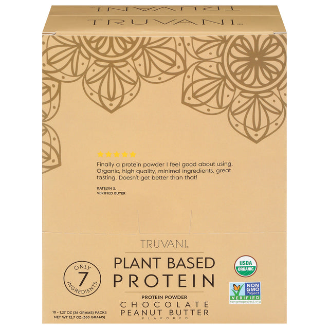 Truvani Organic Plant-Based Protein Powder, Chocolate, Single Packet - 1.27 oz