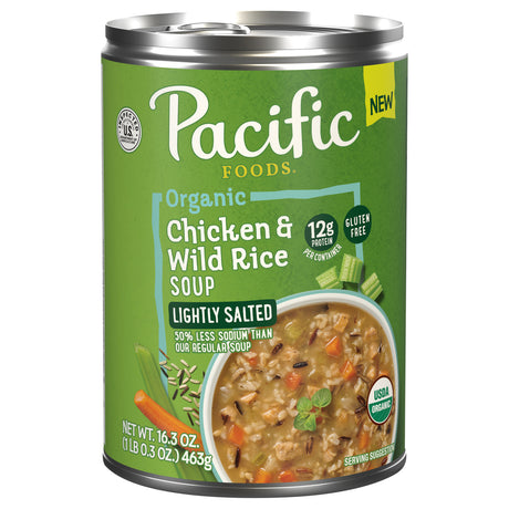 Pacific Foods Organic Chicken & Wild Rice Soup, Low Sodium, 16.3 Fl Oz (Pack of 12)
