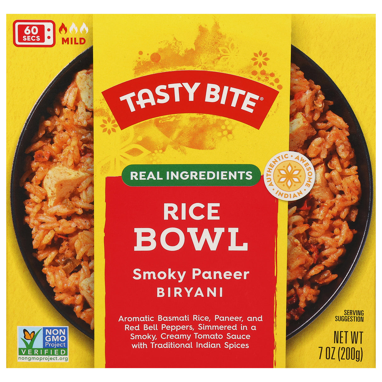 Tasty Bite: Smoky Paneer Biryani Bowls (6x7oz) | Authentic Indian Ready Meal