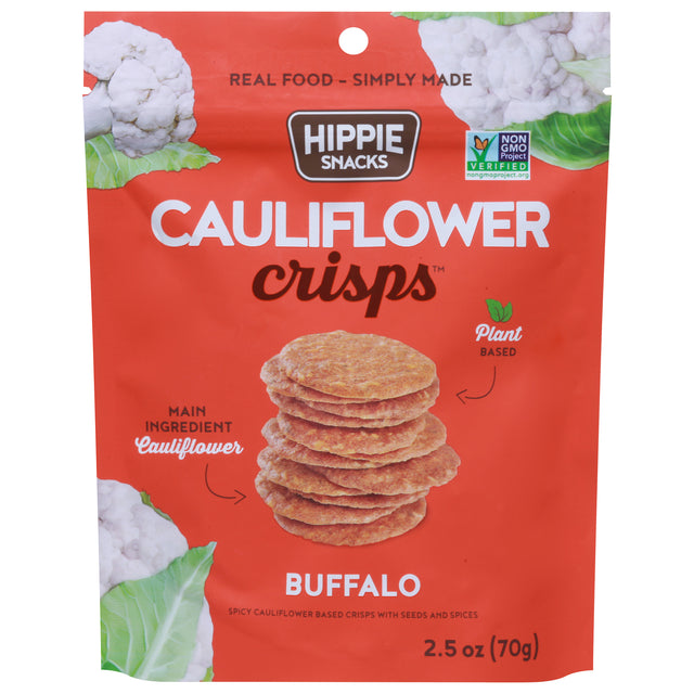 Hippie Snacks Cauliflower Crisps, Buffalo, 8 x 2.5 oz - Gluten-Free & Vegan