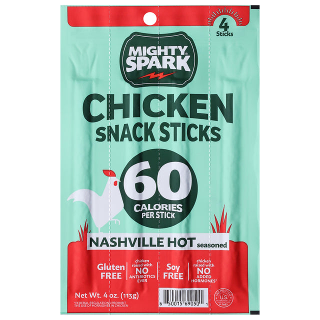 Mighty Spark Nashville Hot Chicken Snack Sticks - 8 x 4 oz Pouches