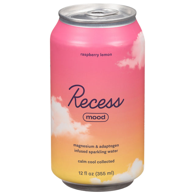 Recess Sparkling Water Raspberry Lemon Magnesium - Pack of 12 (12 fl oz )