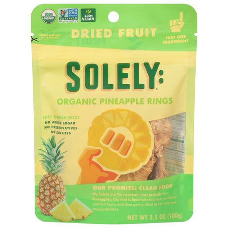 Solely Organic Pineapple Fruit Rings, 6 Packs - Healthy Snacks, Dried Fruit