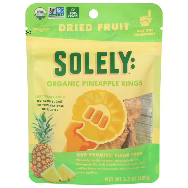 Solely Organic Pineapple Fruit Rings, 6 Packs - Healthy Snacks, Dried Fruit
