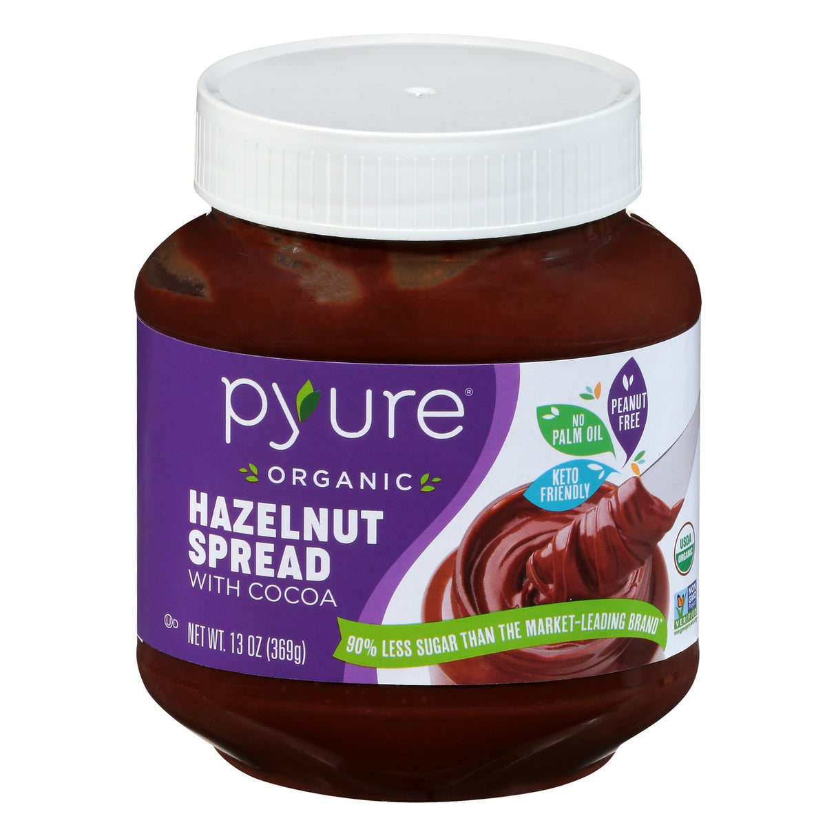 Pyure Organic Hazelnut Spread with Cocoa, 6 x 13 oz