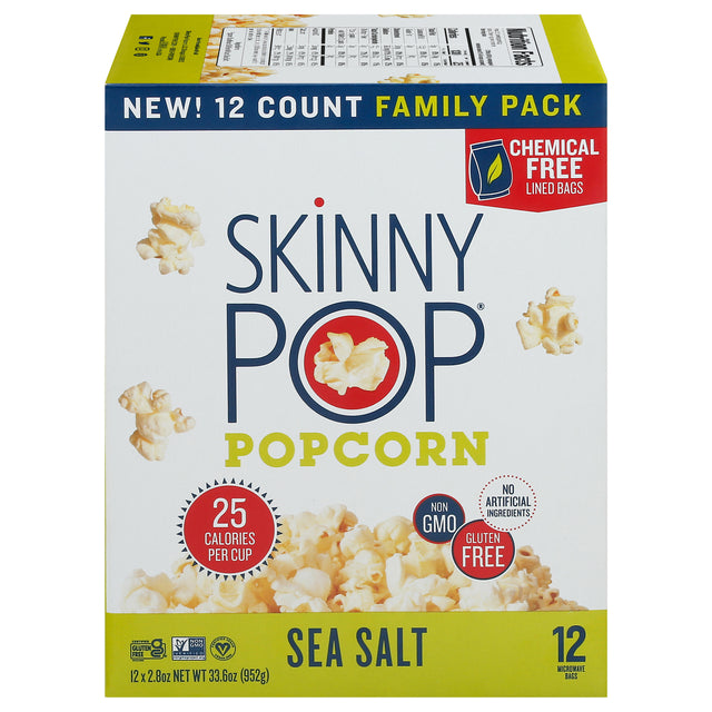 SkinnyPop Microwave Popcorn, Salt, 36 Bags Total - Healthy Snack