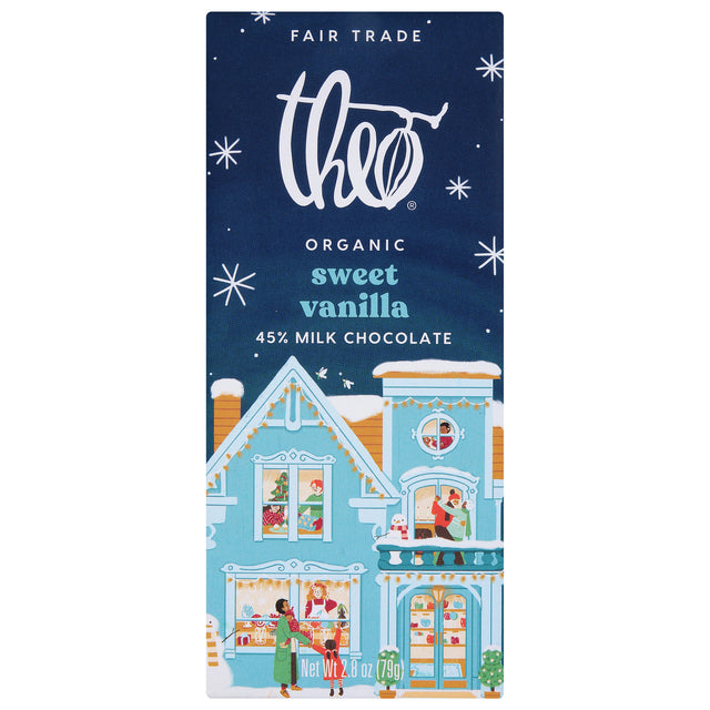 Theo Chocolate: Organic Milk Chocolate Vanilla Bar - 12 Pack - 2.8 oz Each