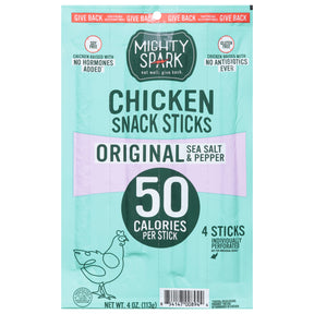 Mighty Spark Chicken Sticks: Salt & Pepper Snack, 8 Packs. Healthy & Tasty!