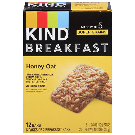 Kind Honey Oat Breakfast Bars, 5| Healthy & Delicious - (6 x 1.76 oz)