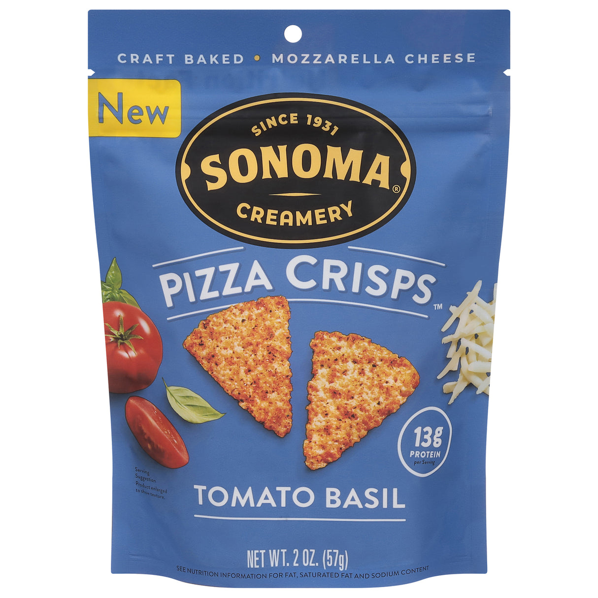 Sonoma Creamery Crisps Pizza Tomato Basil - 6 x 2 oz - Gluten-Free Cheese Crisps