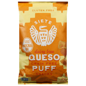 Siete Queso Puffs 6x4oz - Grain Free Cheese Puffs Snacks Made with Cassava Flour