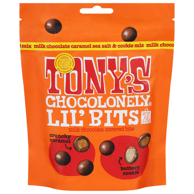 Tony's Chocolonely Lil' Bits Milk Chocolate Caramel Cookie - 8 x 4 oz Packs