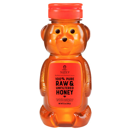 Nature Nate's Raw & Unfiltered Honey Bear, 6-Pack of 12 oz