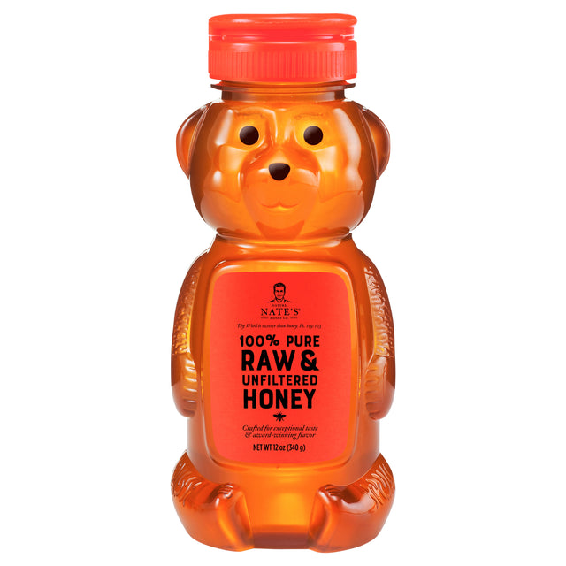 Nature Nate's Raw & Unfiltered Honey Bear, 6-Pack of 12 oz