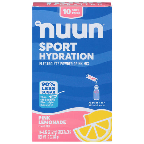 Nuun Hydration Drink Mix Pink Lemonade - 10- 0.17 oz Packets - Electrolyte Powder