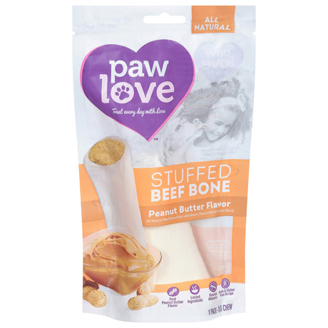 Paw Love Beef Bone Stuffed with Peanut Butter - 6 Count Single Pack
