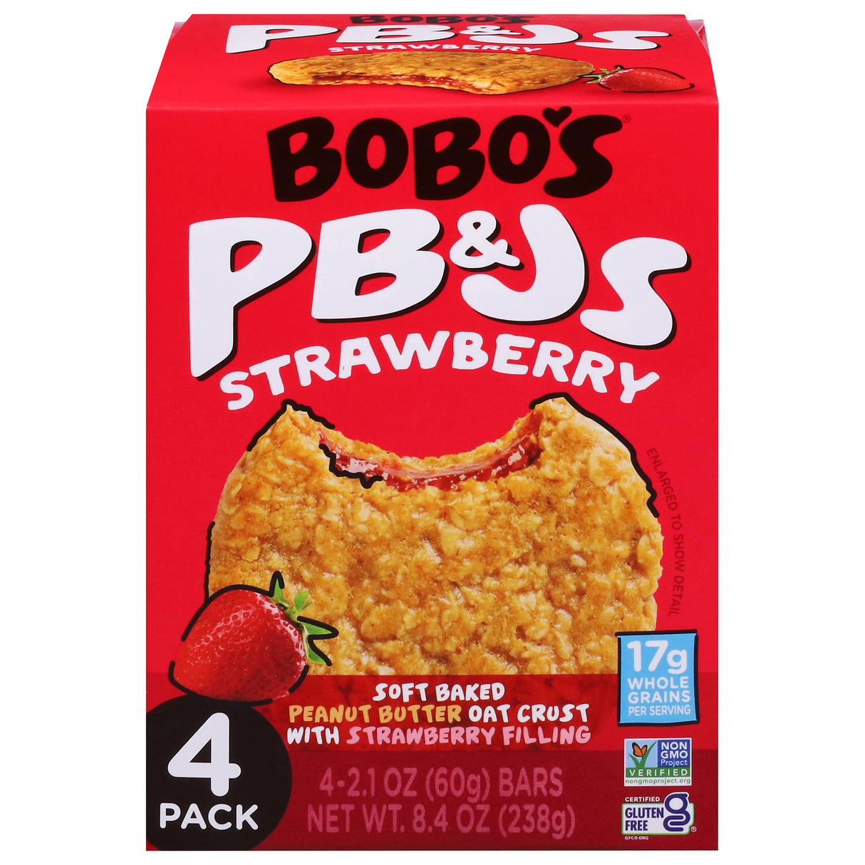Bobos Oat Bars PB&J Strawberry: 6 Bars | Healthy Snack | Free Shipping