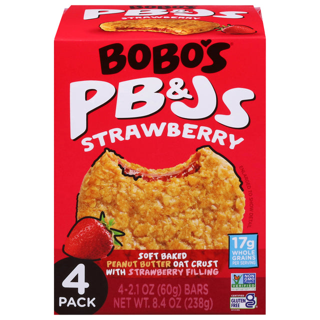 Bobos Oat Bars PB&J Strawberry: 6 Bars | Healthy Snack | Free Shipping