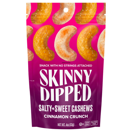 Skinnydipped Cashews Cinn Crunch (Pack of 10) - 4 Oz Bags - Cinnamon Coated