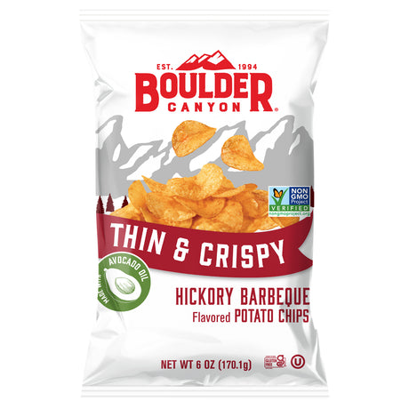 Boulder Canyon Hickory BBQ Kettle Chips, 12 Pack | BBQ Potato Chips