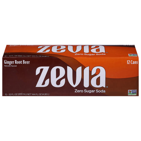 Zevia - Ginger Root Beer, 12/12 fl oz (Pack of 2) - Zero Sugar Soda