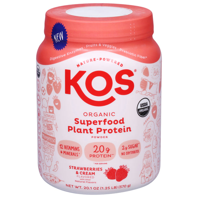 Kos Plant Protein Organic Strawberries & Cream - 20.1 oz