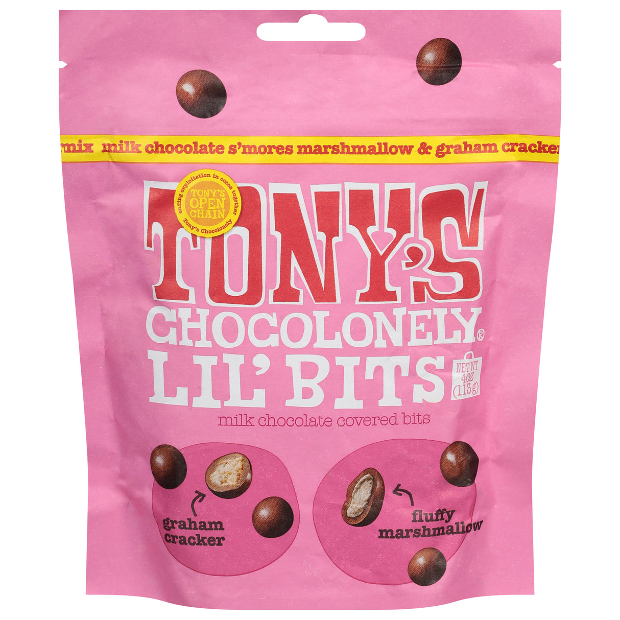 Tony's Chocolonely Lil Bits Milk Chocolate S'mores - Pack of 8 (4 oz Bags)