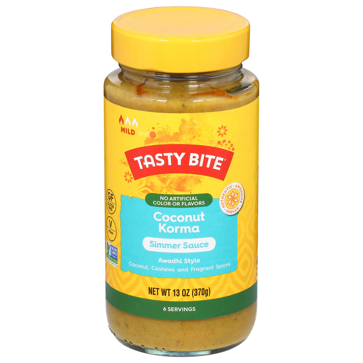 Tasty Bite Coconut Korma Simmer Sauce, 13 oz Pouches, 6-Pack