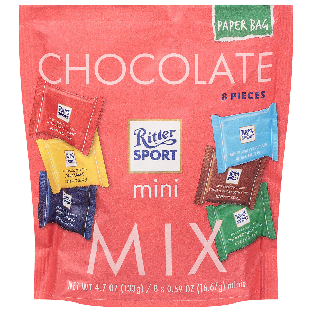 Ritter Sport Minis Mix: Assorted Chocolate Squares Variety Bag - 4.7 Oz